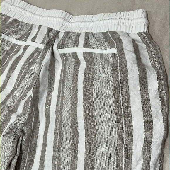 Athleta Linen Striped Drawstring Cuffed Pants - Picture 5 of 7